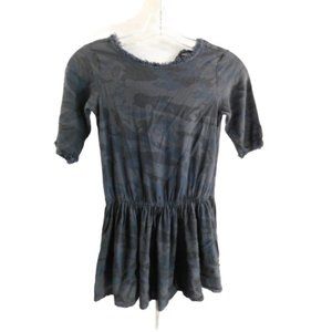 Zadig & Voltaire Size 10 Girls Distressed Short Sleeve Fringed Camo Dress